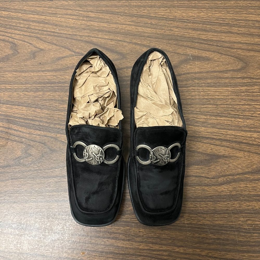 YSL 90's Y2K Chunky Heeled Loafers Black